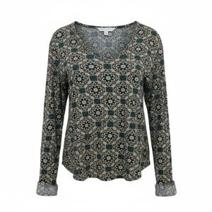 BDG  Medium Weight Long Sleeve Shirt w Stretch Green/Gray/Gold